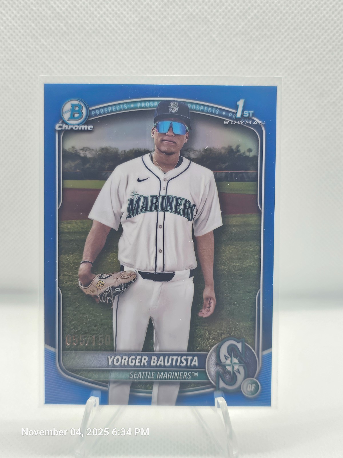 2025 Bowman Chrome # BCP-194 Yorger Bautista 1st Bowman True Blue Refractor /150