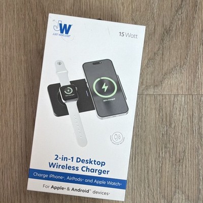 Just Wireless 15W 2-in-1 Qi Desktop Wireless Charging Stand iPhone/AirPods Black