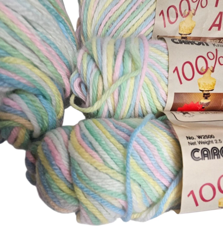 Lote de 2540 madejas Caron Baby Rainbow Ombre hilo 2,5 oz rosa azul amarillo acrílico Foto 2 de 4