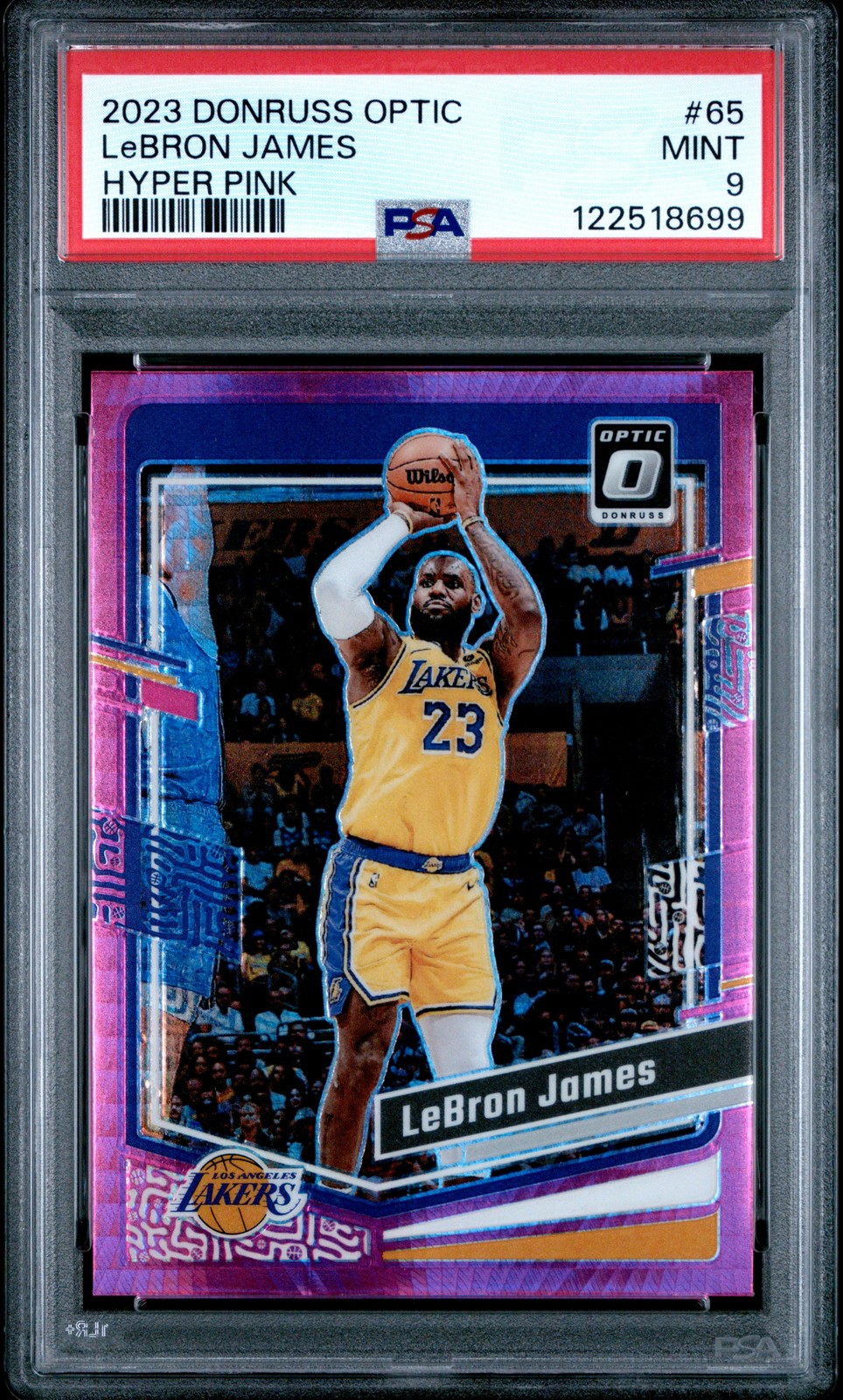2023 PANINI DONRUSS OPTIC HYPER PINK #65 LEBRON JAMES PSA 9