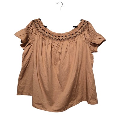 Old Navy NWT Smocked Off-the-Shoulder Top Womens 2X Tan Boho Peasant Milkmaid