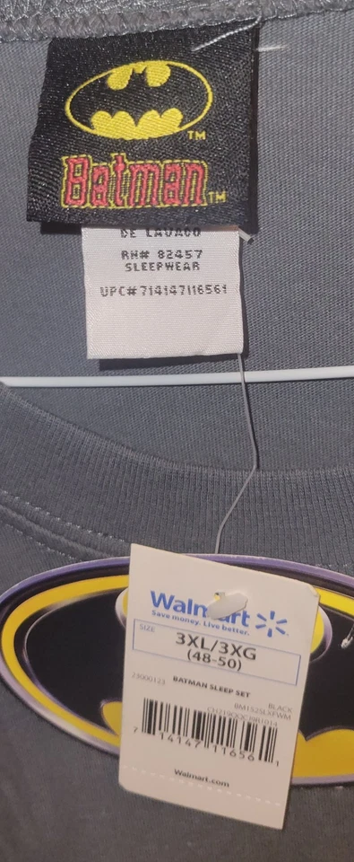 BATMAN CLASSIC BAT логотип графика серый сна носить рубашка верхний взрослый 3XL новый с ярлыками - Изображение 4 из 4