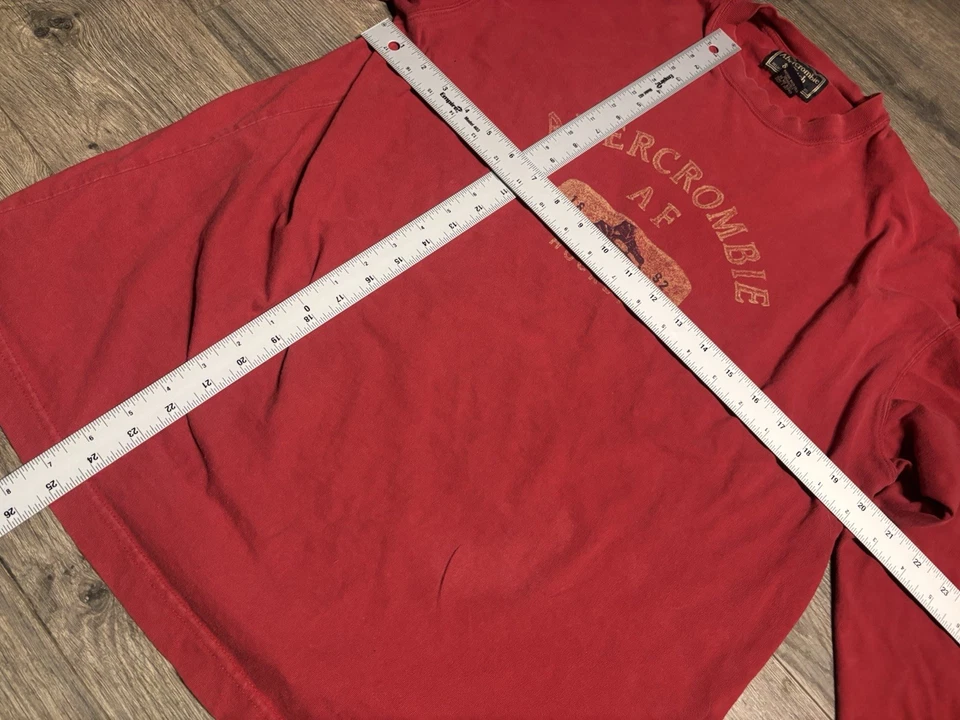 Красная рубашка с длинным рукавом Abercrombie размер большой 2000-е - Изображение 2 из 4