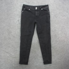 Tahari Jeans Womens 16/33 Black Sharon Double Button Roll Cuff Skinny Stretch