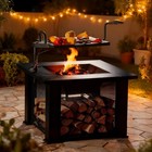 BALI OUTDOORS 31"Square Fire Pit with BBQ,Wood Burning Firepit for Outside Patio — photo 9