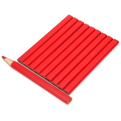10 PCS Carpenter Pencils Wood Marking Red Lead Oval Construction Tool
