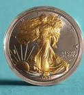 2021 $1 Type 2 American Silver Eagle 1 oz .999 Silver Coin 24k Gold Gilded Bu