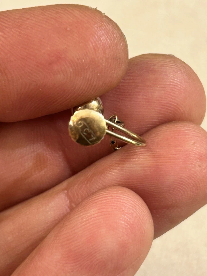 Pendientes antiguos de perlas de oro de 9 quilates 9k 375 Foto 4 de 4