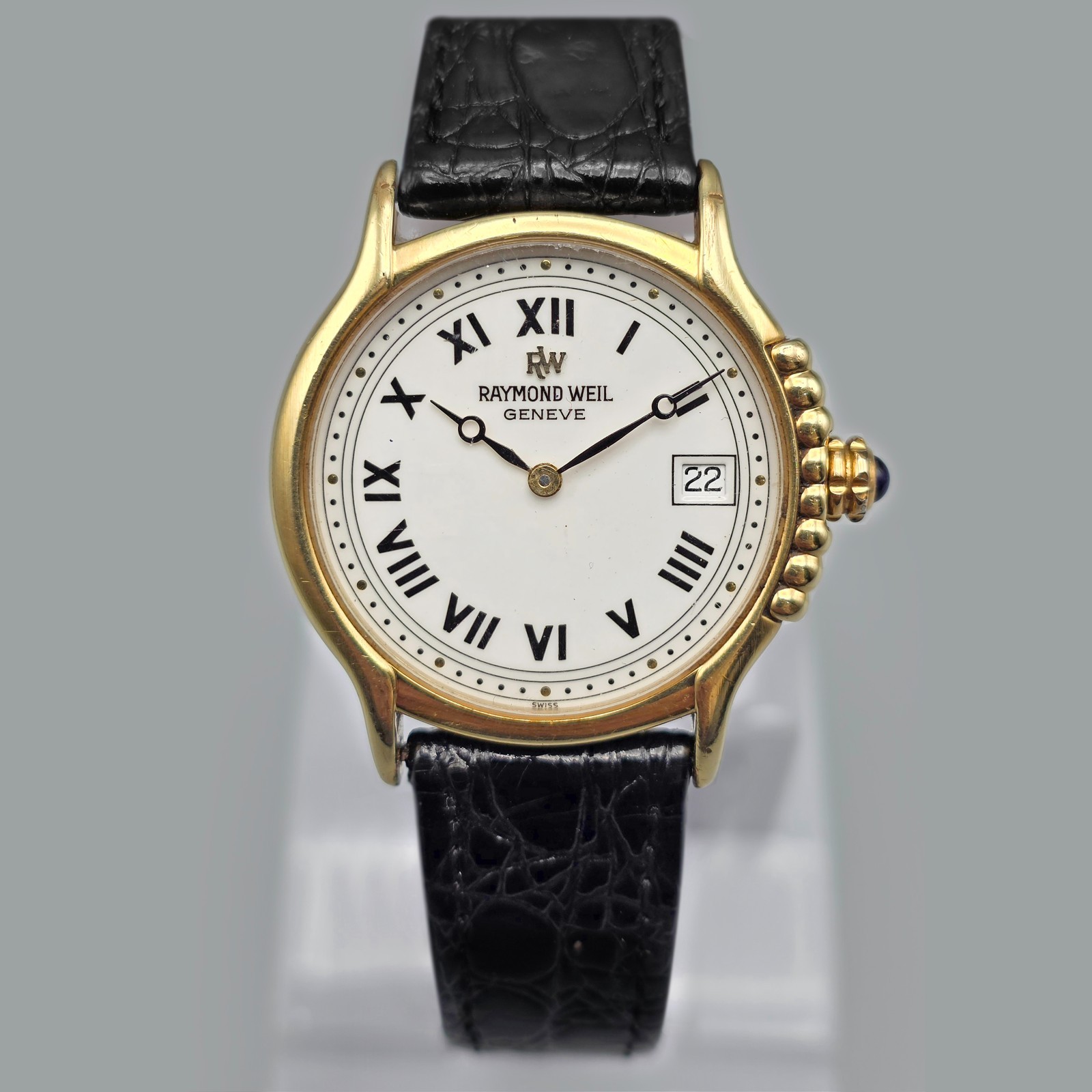 Geneve Gold Dial 9164 Swiss Roman Men’s Wristwatch Raymond 18K Weil - VintageWatches.PK Geneve Gold Dial 9164 Swiss Roman Men’s Wristwatch Raymond 18K Weil - vintagewatches.pk
