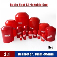 Image of 8-95mm Red Heat Shrink End Caps 2:1 Adhesive Glue Lined Cable Insulation Seal