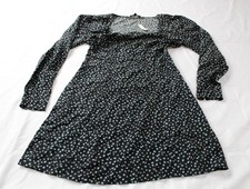 Madewell Womens Seamed Long Sleeve Ditsy Floral Mini Dress NC3 True Black Size 4