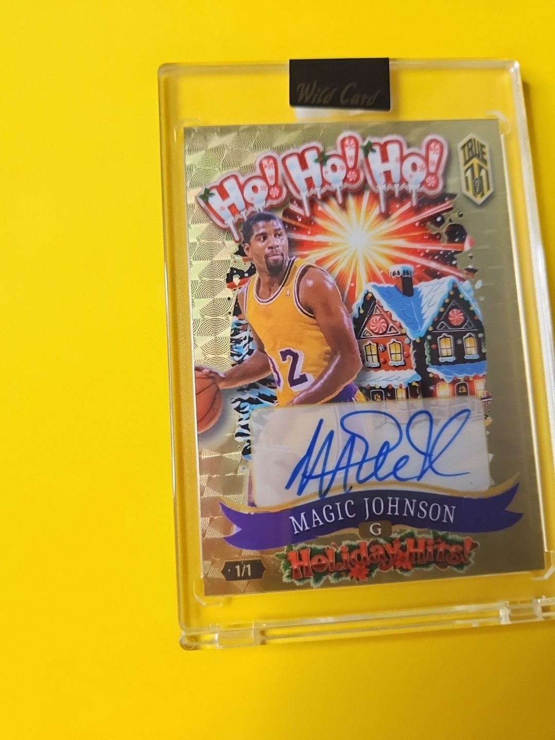 2025 MAGIC JOHNSON WILD CARD HOLIDAY SUPERFRACTOR GOLD VINYL TRUE 1/1 AUTO MINT! view 14
