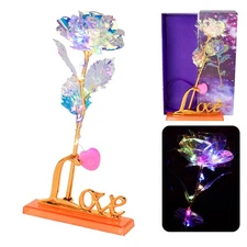 Eternal Forever Romantic Rose Flower In Glass Dome LED Light Christmas Gift