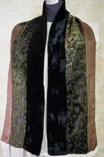 Green Burnout Velvet Animal Print Brown Satin Scarf Rectangle Shawl Whimsigoth