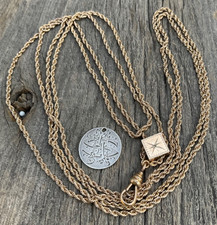 Antique Victorian Starburst~Diamond Gold Filled Slider Chain~ Heavy~51’’ Aprox.