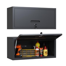 Metal Garage Black Wall Cabinet with Flip UP Door