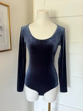 J.Crew Mercantile Blue Velvet Long Sleeve Bodysuit