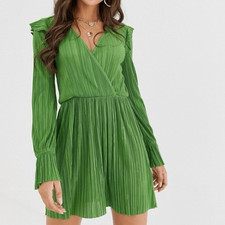 ASOS Pleated Textured Wrap Dress- Size Small (4)