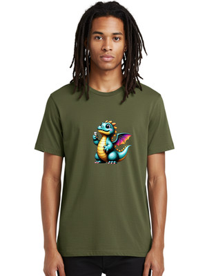 Cartoon-Dragon-1 Mens Graphic Tee, 100% Cotton, Casual Summer Wear
