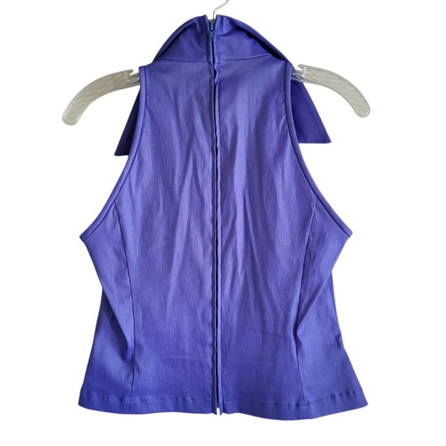 Tadashi Purple Wide Collar Halter Top Women's 10 Zip Back Sleeveless Stretchy - Picture 4 of 9