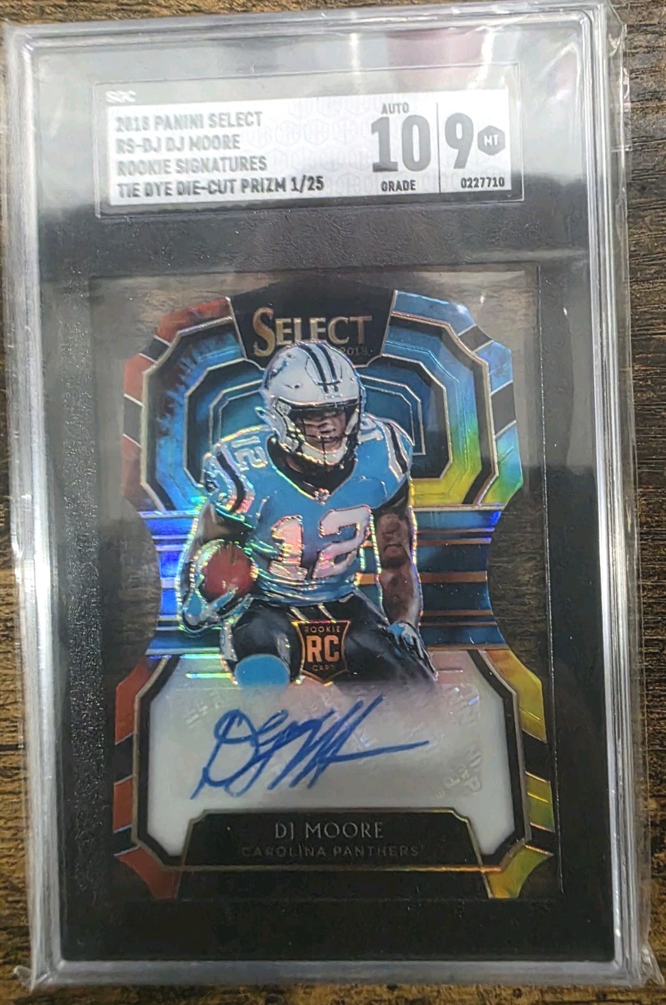 DJ MOORE 2018 Panini Select Prizm Tie Dye #/25 Rookie Auto Panthers #RS-DJ