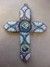 A Vintage /Antique Micro Mosaic Cross /Crucifix Pendant ~Religious ~Christianity