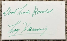 Loy Hanning personalized signed card - Browns debut 1939
