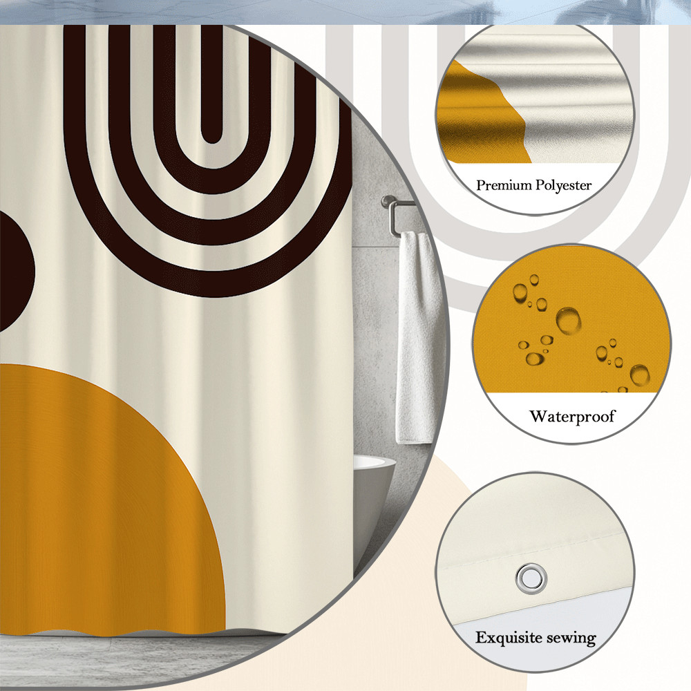 как выглядит Modern Abstract Shower Curtain - Geometric Design in Earth Tones фото