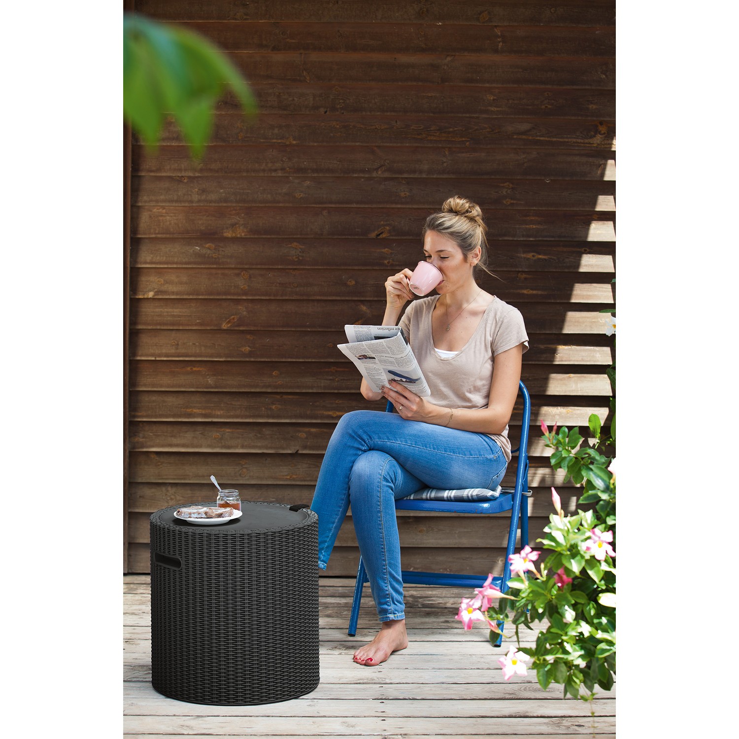 Table d'appoint réfrigérée 39L table basse glacière de balcon et jardin gris