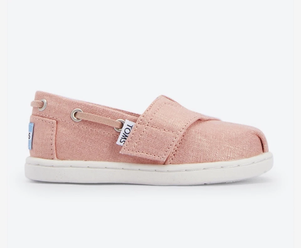 TOMS Toddler Girls Shimmer Canvas Tiny Bimini Espadrille Sneakers Coral Size 9 - Image 2 of 4