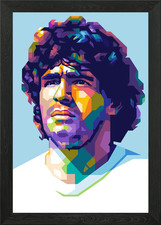Quadro Diego Maradona stile WPAP con cornice wall art poster stampa su tela