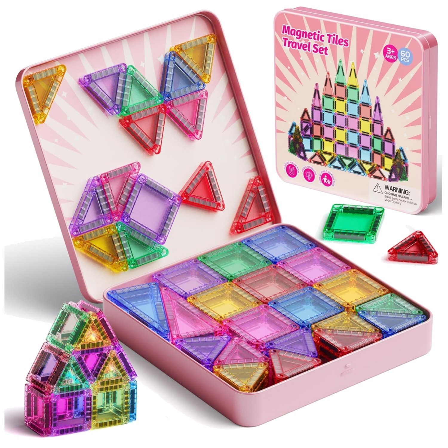Magnetische Bausteine Reiseset 60 Stück Kinder Spielzeug Magnetsteine