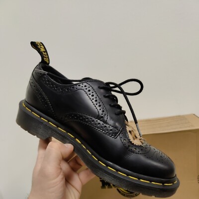 Dr Martens Joyce Heart Hair On Leopard Print Brogue Black Shoes Uk