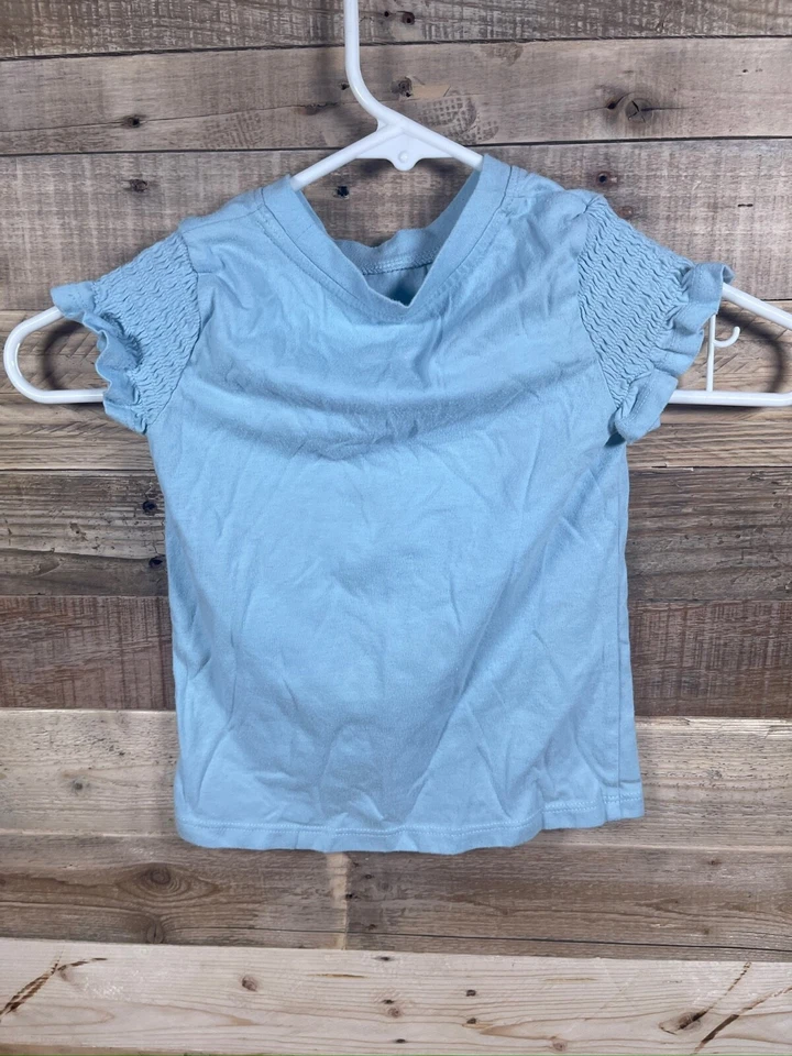 Camisa Top Okie Dokie Llama Niñas (4T) Lt Azul Floral Unicornio Volantes Manga Corta Foto 3 de 3