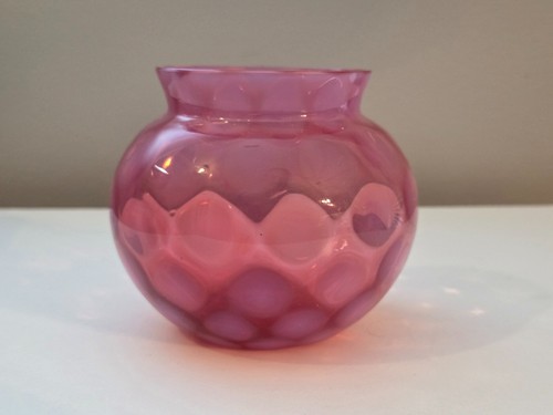 Vintage Cranberry Glass Thumbprint Glass Bowl - Picture 8 of 9
