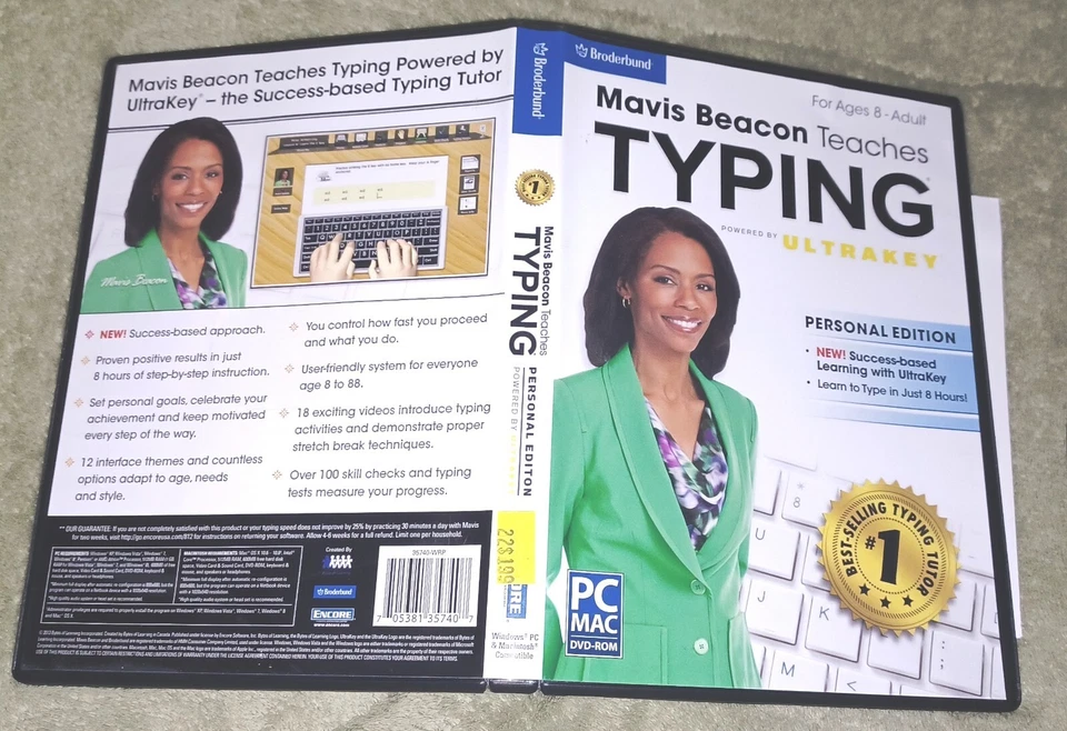 Mavis Beacon Teaches Typing Computer Software Windows/PC/MAC Ultrakey Broderbund - Image 2 of 2