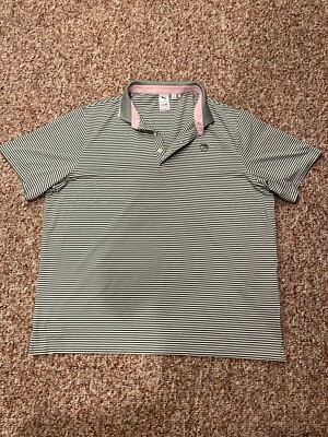 PUMA Arnold Palmer Golf Polo Shirt Size 2XL - Eucalyptus and White Stripes