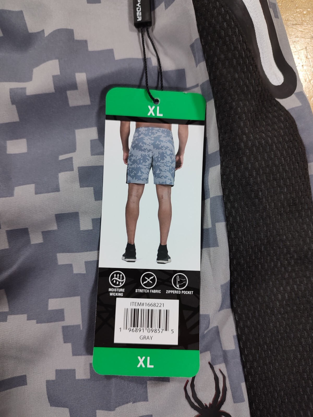 Spyder Mens Active Shorts XL Gray Drawstring Pockets Polyester Stretch