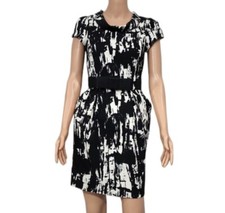 BCX Women's dress black white Cowl neck short sleeve Size 3 XS