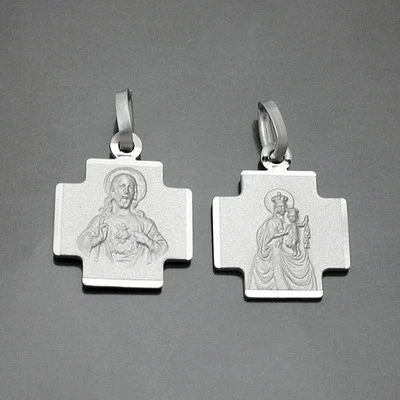 FACHHANDEL-DIREKT Kreuz Anhänger Madonna und Jesus Skapulier Carmen Herz Jesu mit Kette Silber 925
