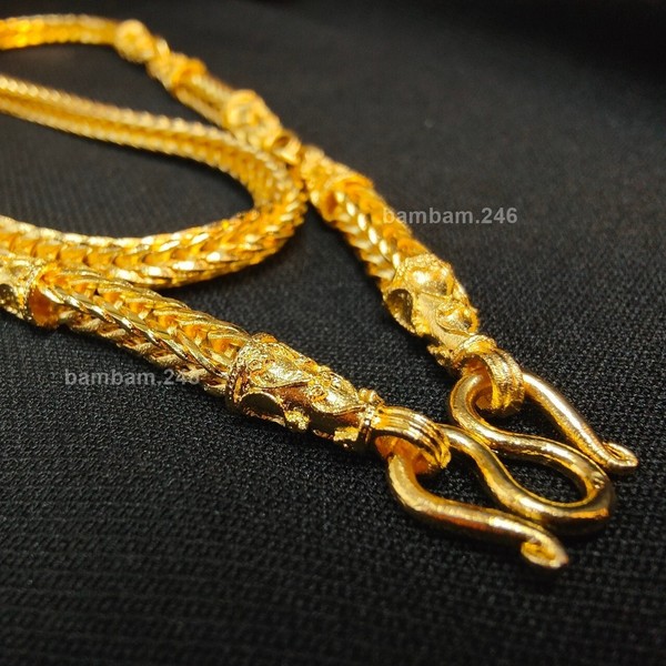 Alternate view of Baht Men's Chain Inch Necklace Thai Gold Plated Hoops For Amulets Buddha