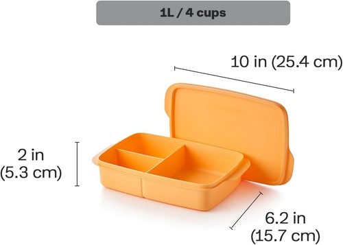 Tupperware Lunch-It Portion & Go Lunch Box - Dishwasher Safe & BPA Orange - Picture 3 of 6