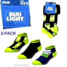 Crazy Universe  Bud Light Lime and Seltzer Low Cut Socks (3 Pack) ADULT 6-13 NEW