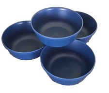 Four (4) ~ Pillowfort™ ~ Round ~ DARK BLUE ~ Stackable ~ Plastic ~ 15 Oz Bowls