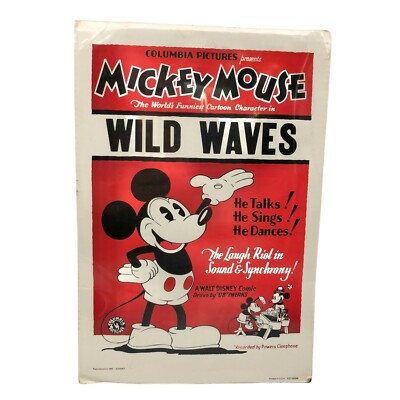 Disney Mickey Mouse Wild Waves Movie 17x12 Vintage Poster 1990