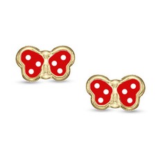 Baby/Children's Stylish 14K YG ScrewBack Butterfly Earrings Enamel White Red