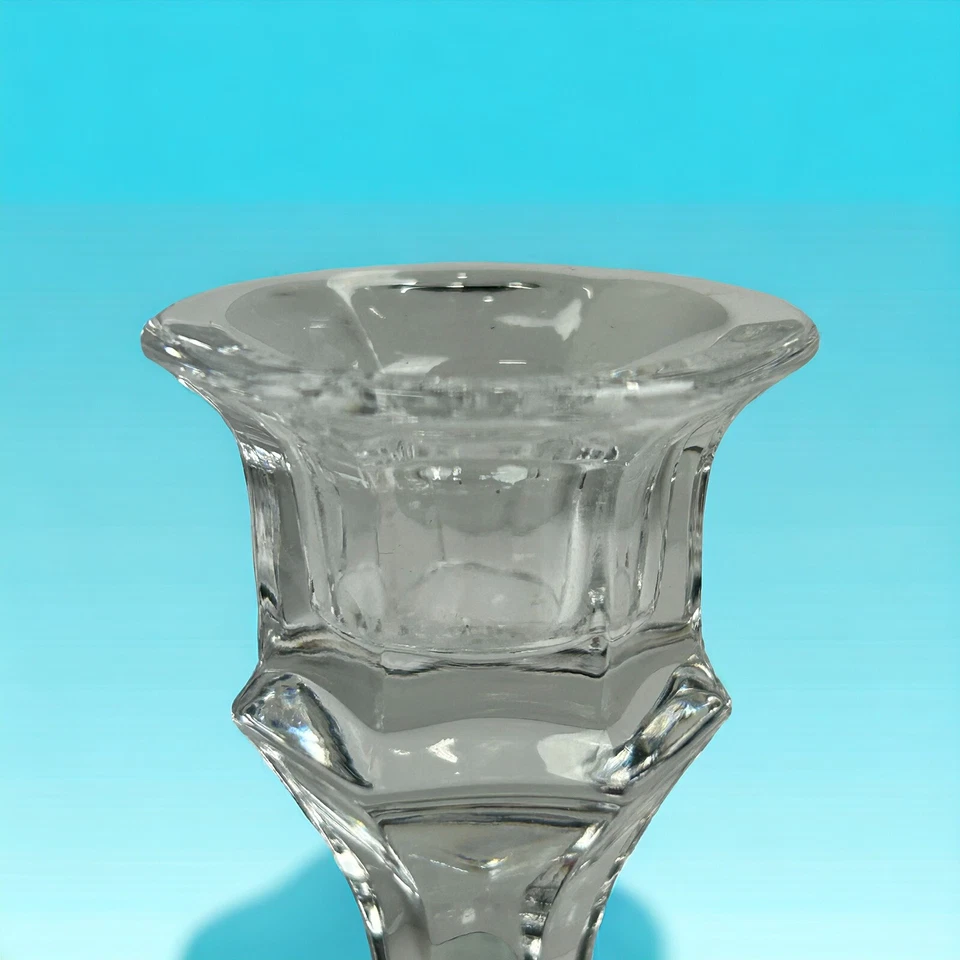 Candelabro vintage de cristal de plomo Libbey de 4-1/4 pulgadas de alto con plomo de vidrio transparente Foto 2 de 4