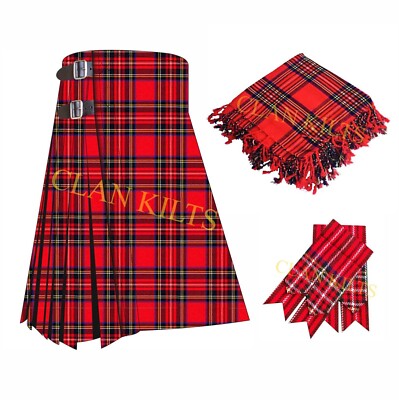 Scottish Traditional Handmade 8-Yard Kilt with Accessories in Various Tartans