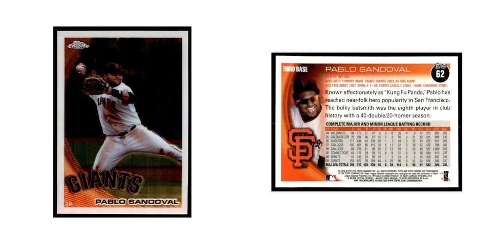 Pablo Sandoval 2010 Topps Chrome #62 Baseball Cards Baseball Card NM - Image 3 of 3
