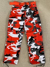 NWT Men's Nathan Orange Gray Camouflage Camo Belted Cargo Pants ALL SIZES/LENGTH